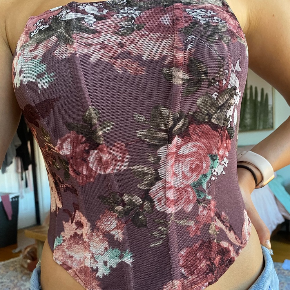 NWOT Vici purple floral Corset crop top